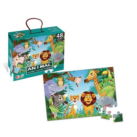 Cyrax Puzzle pentru copii, jungla cu animale, 48 de piese