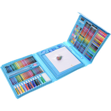 Set 208 Piese, Complet pentru Pictura si Desen, Cyrax, Tip Servieta, 3-12 Ani, 40.5 x 5 x 30 cm, Albastru