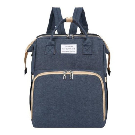 Rucsac Multifunctional pentru Mamici, Cyrax, cu Patut Pliabil si Baza de Schimbat, Rezistent la Apa, Capacitate Mare, Usor, Compartimente Multiple, Buzunar Termic pentru Lapte, 42 x 32 x 22 cm, Albastru Inchis