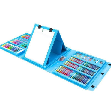 Set 208 Piese, Complet pentru Pictura si Desen, Cyrax, Tip Servieta, 3-12 Ani, 32.6 x 27.7 x 6 cm, Albastru