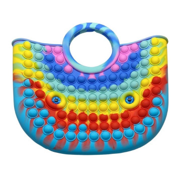 Jucarie Antistres din silicon Cyrax, Pop It Now And Flip It, Geanta mare, 28 cm, Multicolor, Model 2