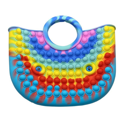 Jucarie Antistres din silicon Cyrax, Pop It Now And Flip It, Geanta mare, 28 cm, Multicolor, Model 2