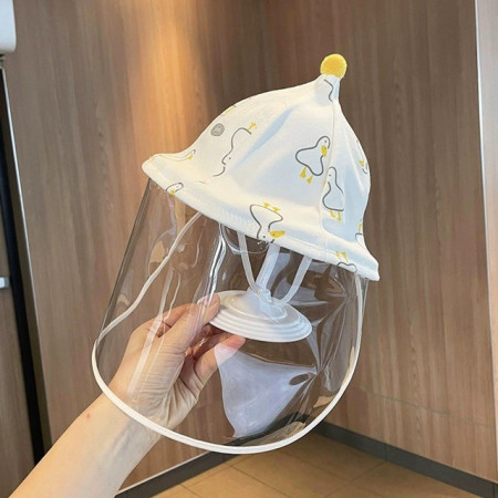 Palarie de Protectie pentru Bebelusi, Cyrax, Model Ratuste, Pescareasca, de Primavara si Toamna, cu Masca si Fermoar, 48 cm, pentru 6-12 Luni, Alb
